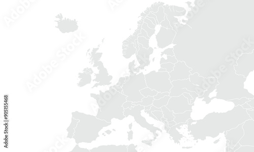 Political Map of Europe isolated on white background. for website layouts, background, education, precise, customizable, Travel worldwide, map silhouette backdrop, earth geography, political, reports.