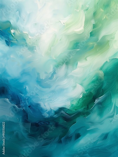 Abstract Teal and White Fluid Art Background