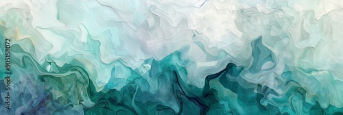 Abstract Teal and White Fluid Art Background