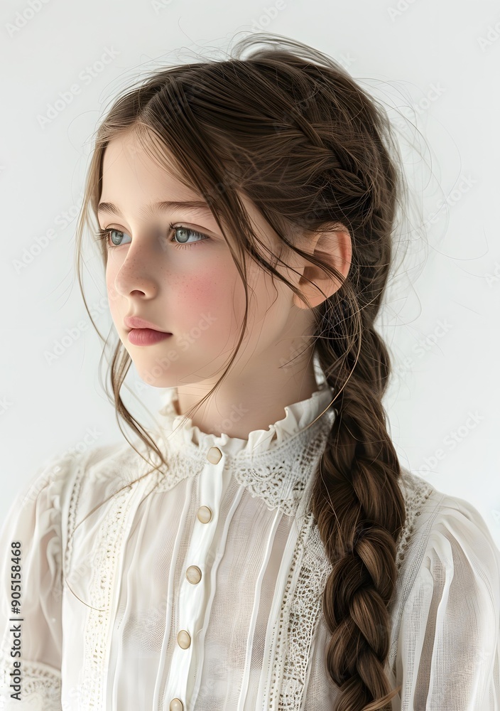 portrait of a girl with long brown hair wearing a white dress portrait of a girl with long brown hair wearing a white dress