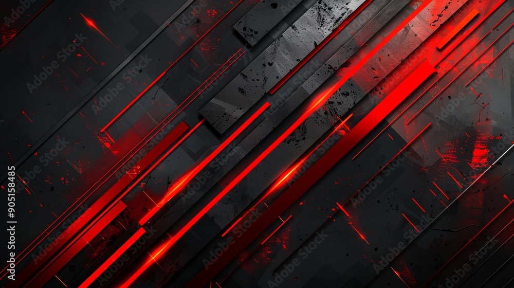 Dynamic Red and Black Geometric Abstract Design With Sharp Lines