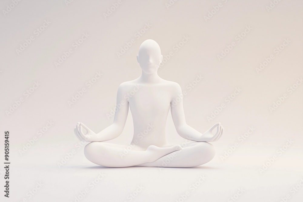 Digital 3D Model of a Person Meditating Before Bed on White Background Digital 3D Model of a Person Meditating Before Bed on White Background