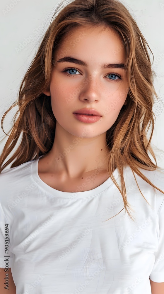 Portrait of a beautiful young woman with long blond hair and blue eyes Portrait of a beautiful young woman with long blond hair and blue eyes
