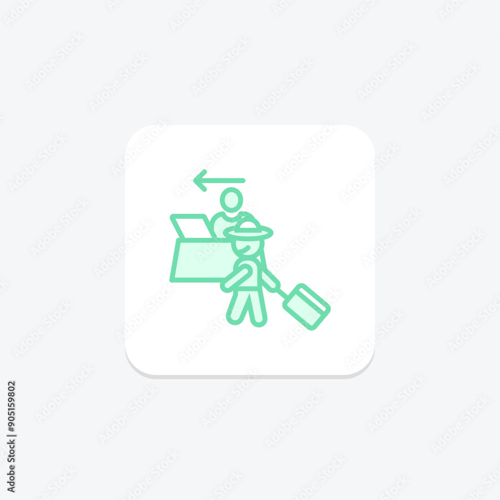 Hotel Check-Out duotone line icon , vector, pixel perfect, illustrator file Hotel Check-Out duotone line icon , vector, pixel perfect, illustrator file