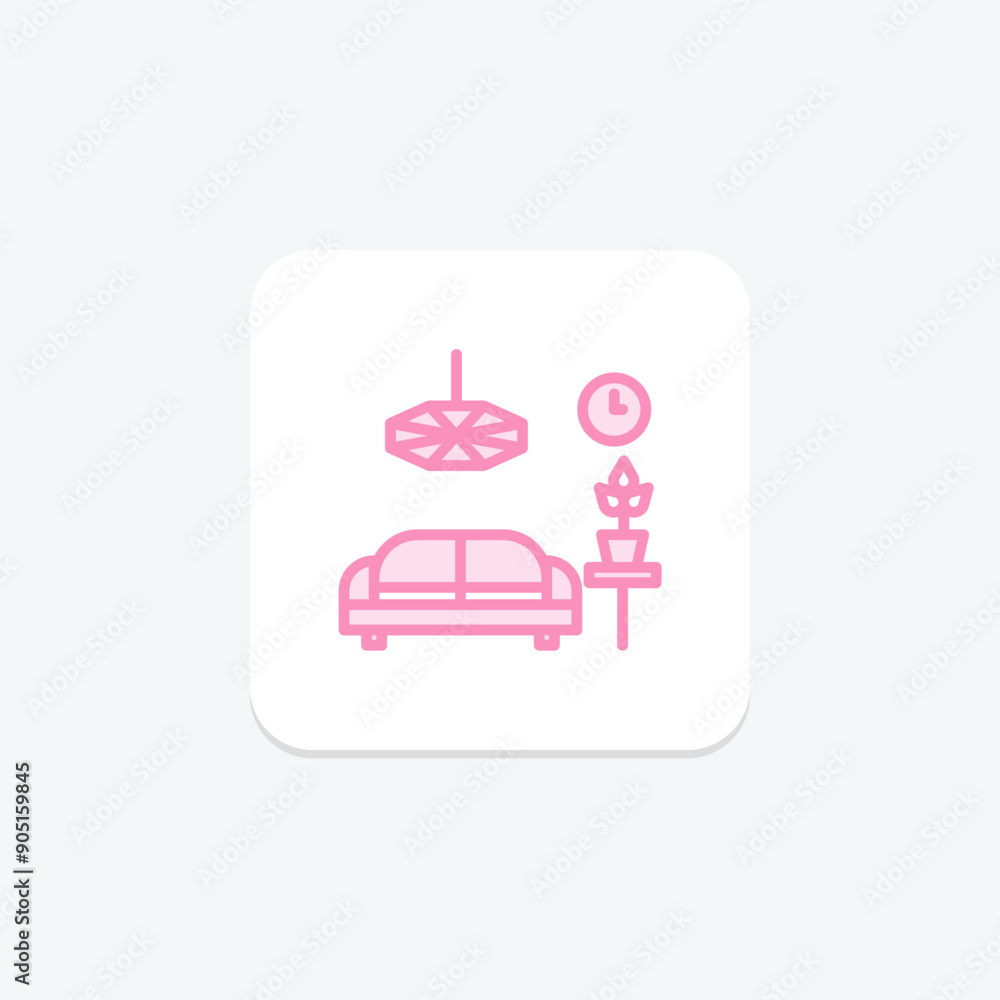 Hotel Lobby duotone line icon , vector, pixel perfect, illustrator file Hotel Lobby duotone line icon , vector, pixel perfect, illustrator file