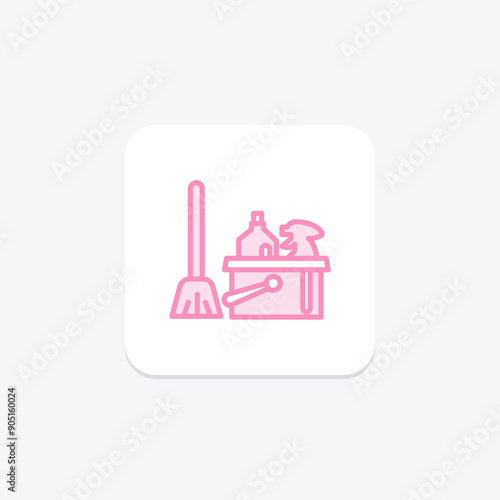 Hotel Housekeeping duotone line icon , vector, pixel perfect, illustrator file