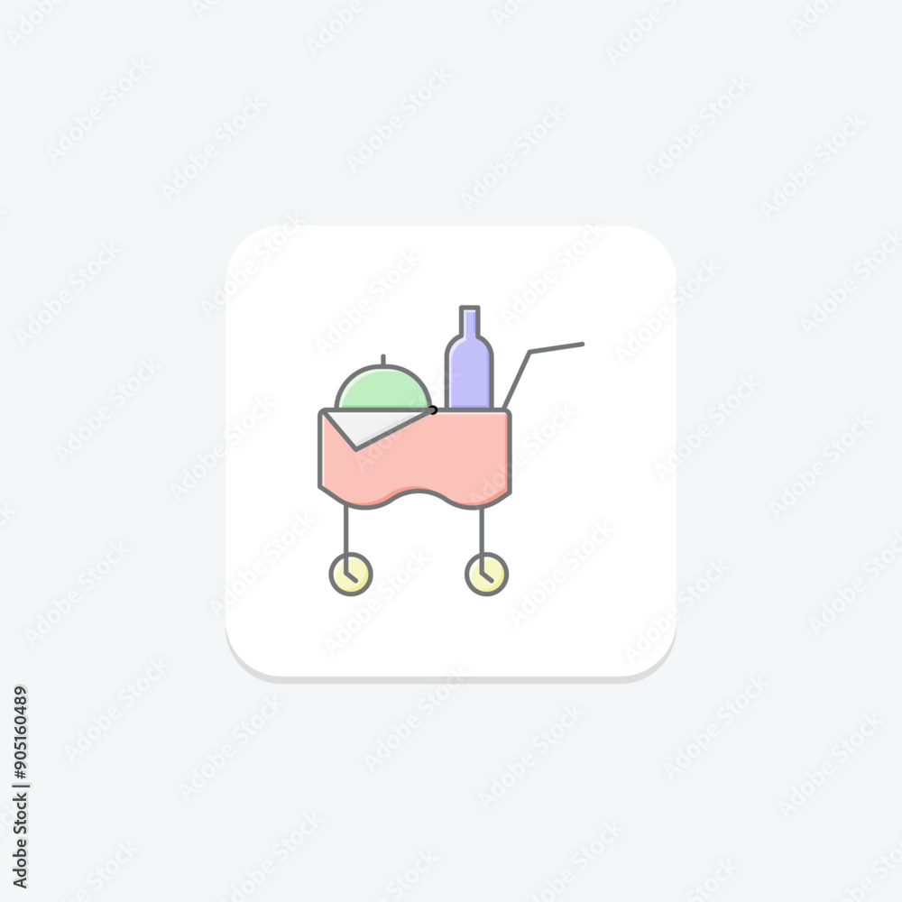 Fototapeta premium Hotel Room Service lineal color icon , vector, pixel perfect, illustrator file