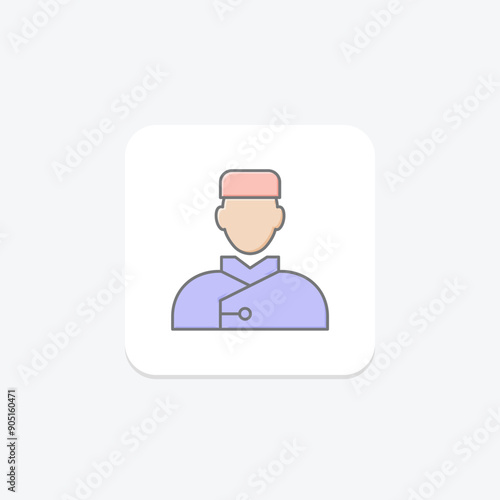 Hotel Bellhop lineal color icon , vector, pixel perfect, illustrator file