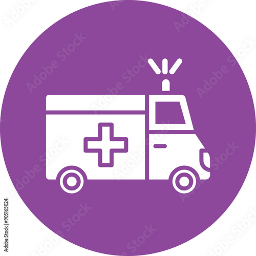 Ambulance glyph circle icon