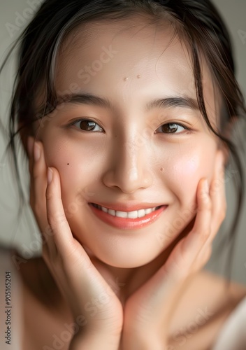 Beautiful Asian Woman Smiling Close Up Portrait