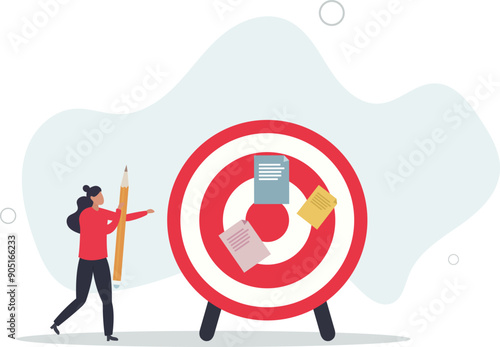 Goal setting, achievable target or purposeful objective, mission to accomplish or challenge to win for business success concept.flat design.illustration with people.