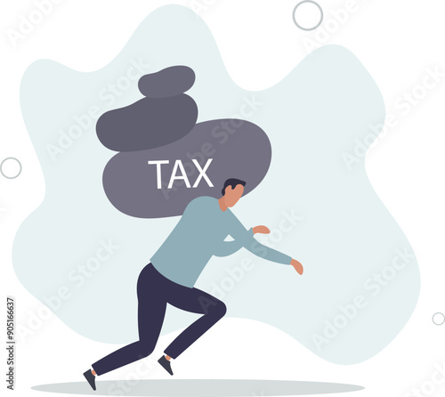 Heavy tax burden to pay off, weight or debt problem, bankruptcy or financial problem, government obligation concept.flat design.illustration with people.