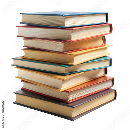 stack of books isolated on white background , png format