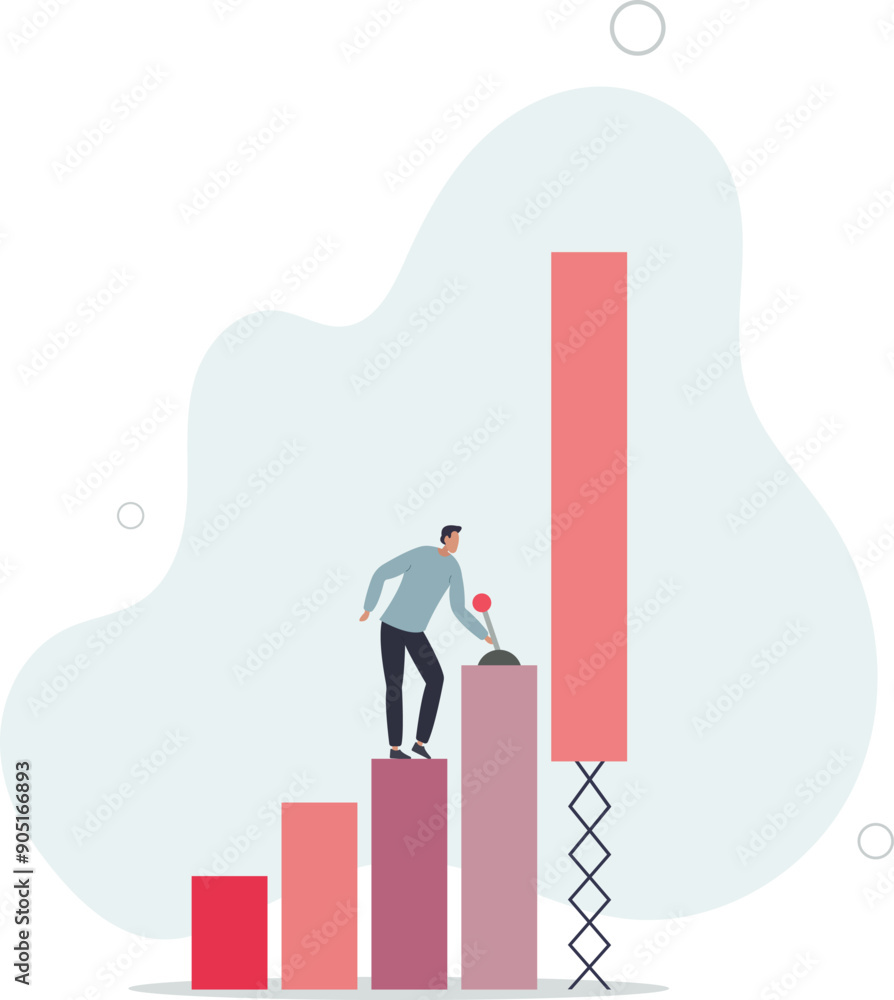 Growing business graph, increase sale or investment growth, profit rising up or revenue growing, development or improvement concept.flat design.illustration with people. Growing business graph, increase sale or investment growth, profit rising up or revenue growing, development or improvement concept.flat design.illustration with people.