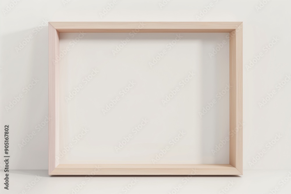Single horizontal wooden picture frame mockup on an isolated white background, blank mock up template design Single horizontal wooden picture frame mockup on an isolated white background, blank mock up template design