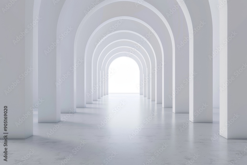 White Archway Hallway Leading to a Bright Light White Archway Hallway Leading to a Bright Light