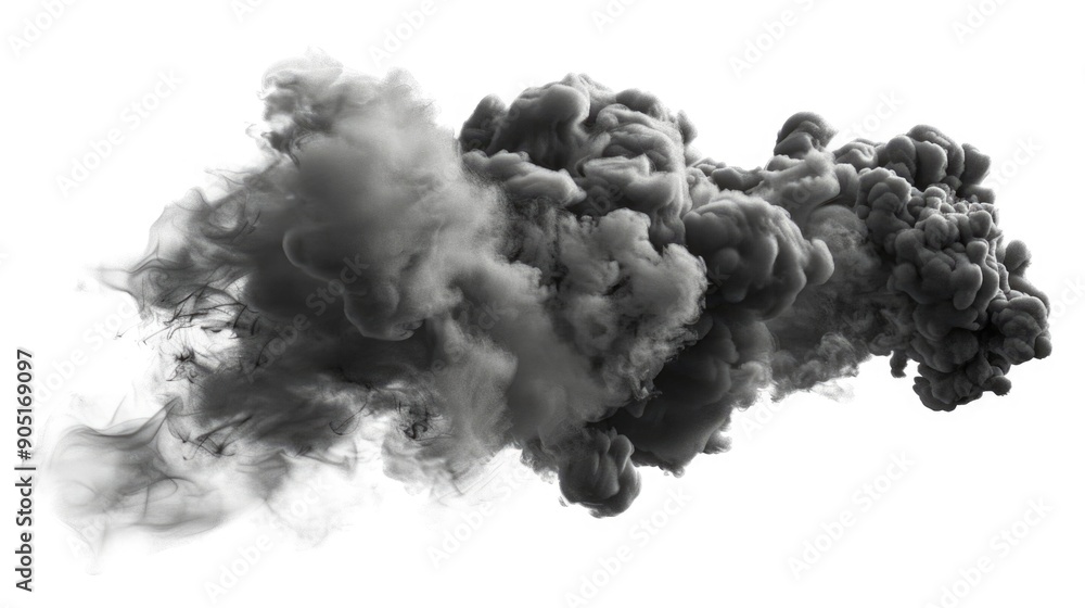 Black smoke cloud isolated on white background Black smoke cloud isolated on white background