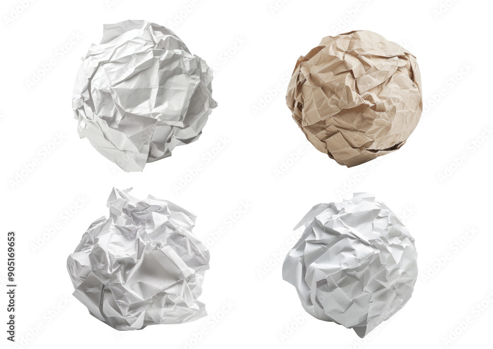 Crumpled paper ball isolated on transparent background Crumpled paper ball isolated on transparent background
