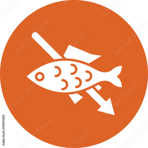 Spearfishing glyph circle icon