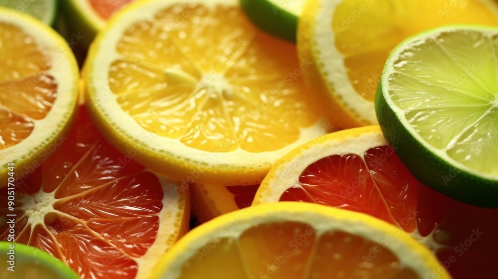 Citrus Fruit Slices Close Up Citrus Fruit Slices Close Up
