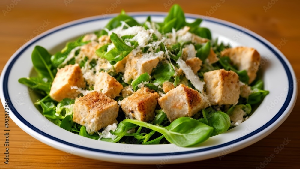 Deliciously fresh salad with chicken and greens Deliciously fresh salad with chicken and greens