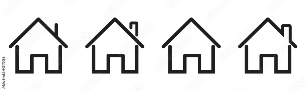 Home icon set, house icon set, outline style home icon set vector illustration isolated on white background. Home icon set, house icon set, outline style home icon set vector illustration isolated on white background.