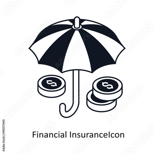 Financial InsuranceIcon Isometric outline style icon. Symbol on White background EPS 10 File photo