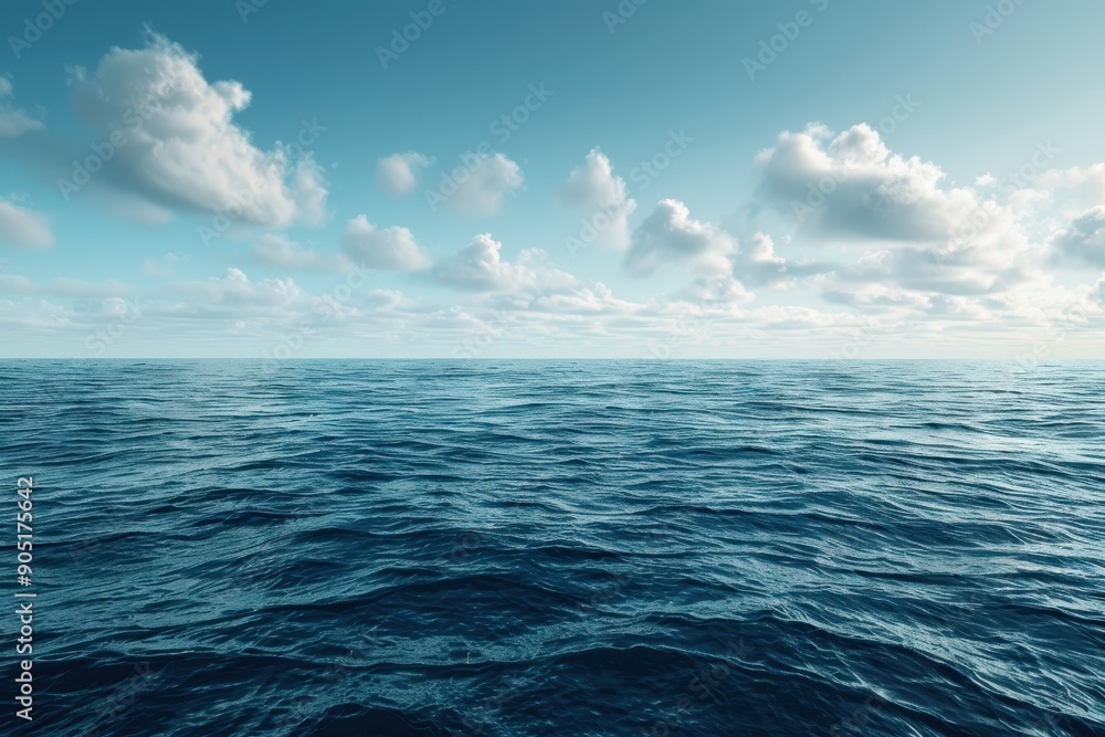 Fototapeta premium Serene Ocean Surface with a Cloudy Sky