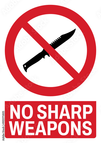 ISO prohibition safety signs tex variation_no sharp weapons size a4/a3/a2/a1