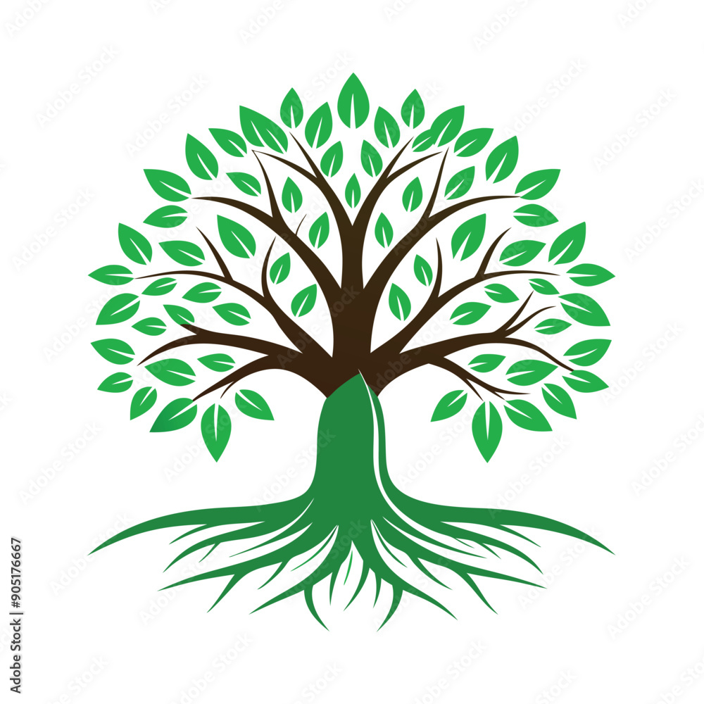 Fototapeta premium Logo Design Of Tree Illustration Rooted The Concept Large Trees