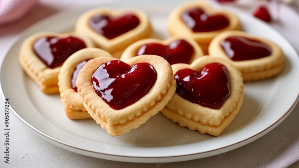 Sweet love bites Heartshaped cookies with jam Sweet love bites Heartshaped cookies with jam