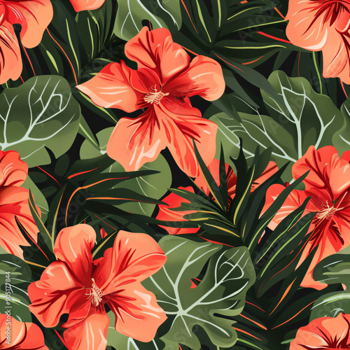 seamless background of leaves in summer