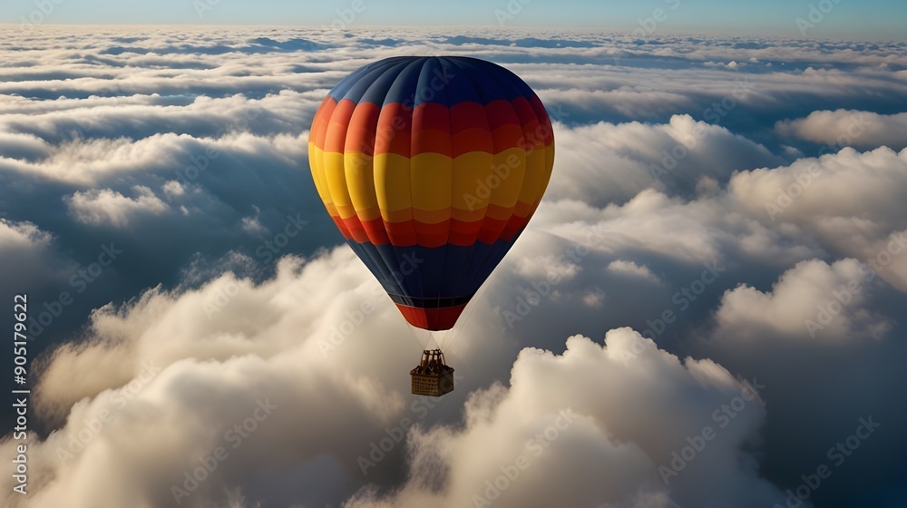 Fototapeta premium hot air balloon rising above the clouds 