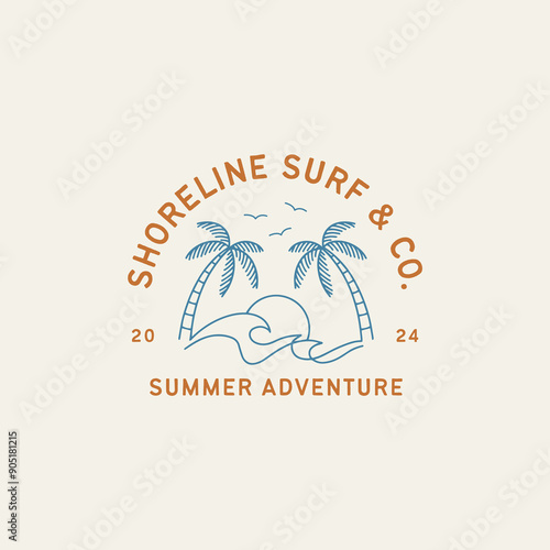 Vintage surf design template for surf club, surf shop, surf merch.
