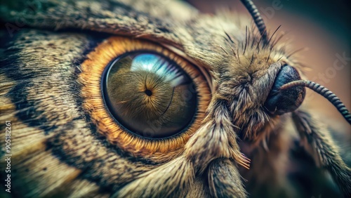 Close-up of a Moth's Eye and Antennae photo