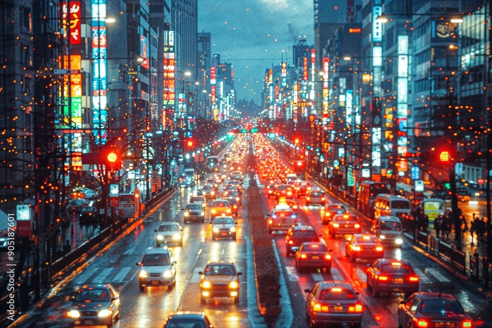 Fototapeta premium Long exposure photograph of portrait photo of a a big city