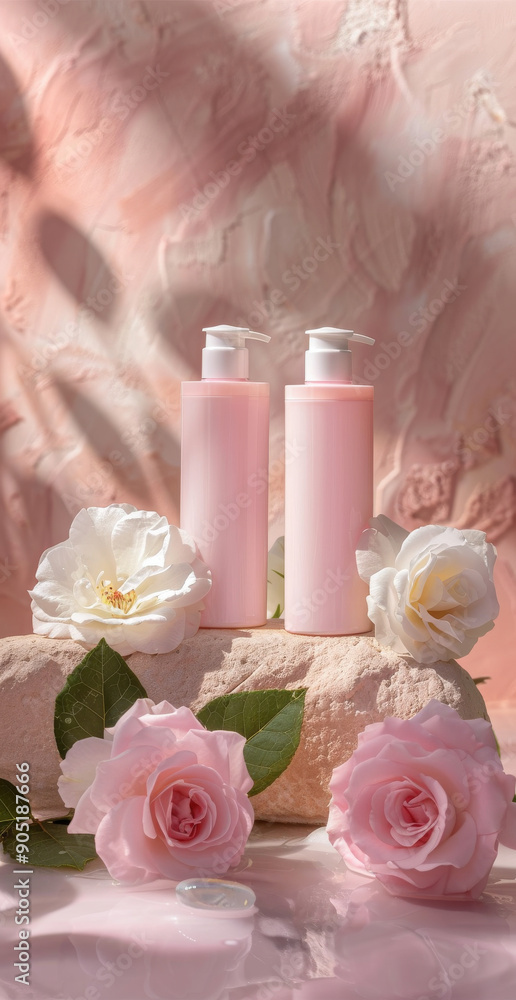Pale Pink Shampoo Bottles for Commercial Photography Pale Pink Shampoo Bottles for Commercial Photography