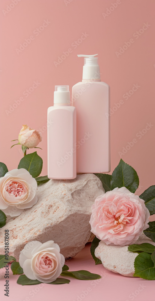 Pale Pink Shampoo Bottles for Commercial Photography Pale Pink Shampoo Bottles for Commercial Photography