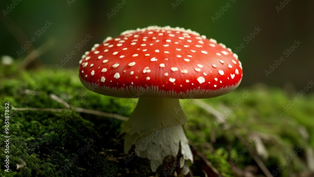 Natures vibrant jewel A closeup of a red and white spotted mushroom Natures vibrant jewel A closeup of a red and white spotted mushroom
