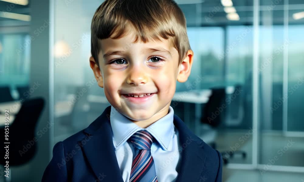 Portrait of a smiling little boy in a business suit and tie Portrait of a smiling little boy in a business suit and tie