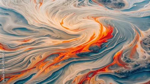 Abstract Swirling Pattern of Orange, White, and Gray photo