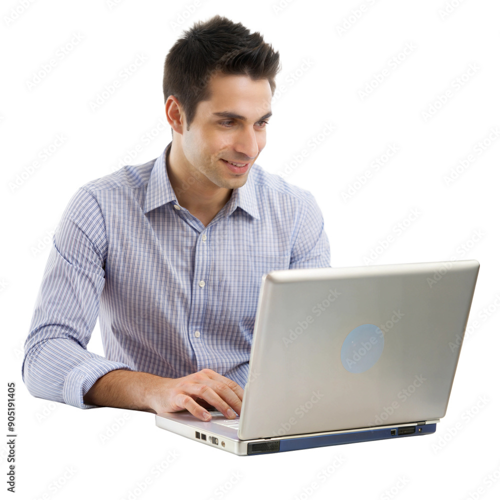Man working on laptop in office Man working on laptop in office