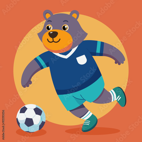 cartoon bear soccer maskot