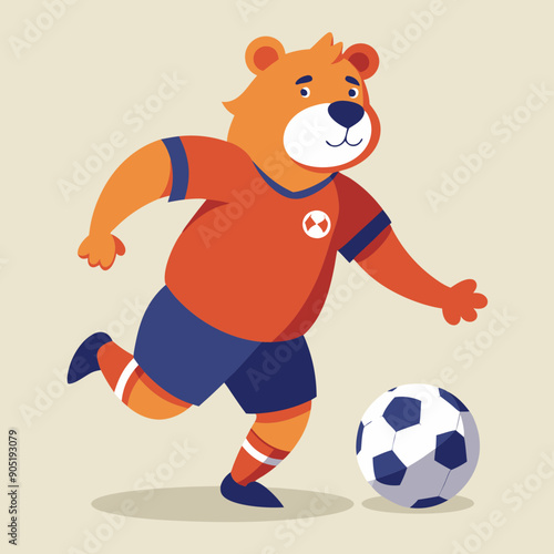 cartoon bear soccer maskot