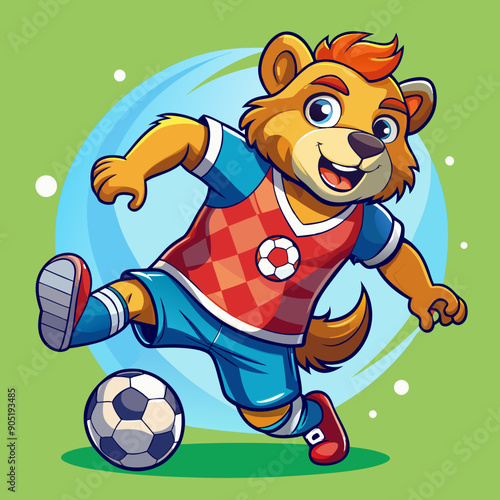 cartoon bear soccer maskot