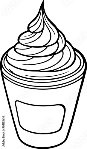 Delicious frappuccino with whipped cream cartoon outline, clipart for cold drink, coloring, coffee, slushie recipe, chocolate, smoothies, summer, drink, dessert, children book, sweet, refreshment, art