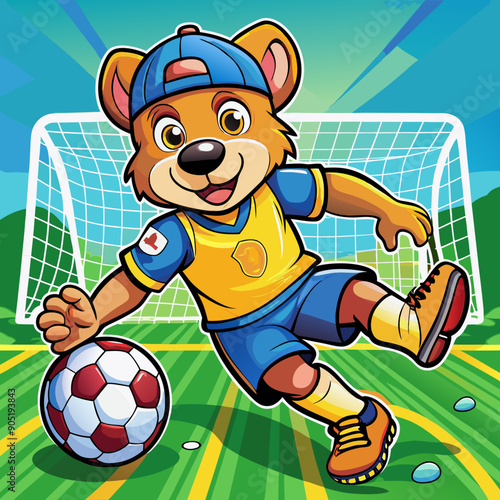cartoon bear soccer maskot