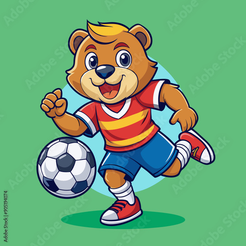 cartoon bear soccer maskot