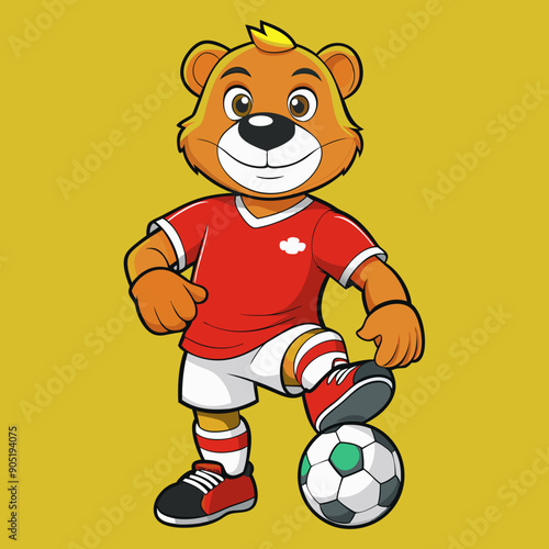 cartoon bear soccer maskot
