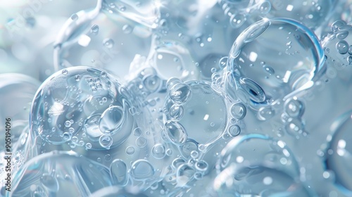 Wallpaper Mural Pure and clear hyaluronic acid gel with transparent bubbles, representing hydration and skincare. Torontodigital.ca